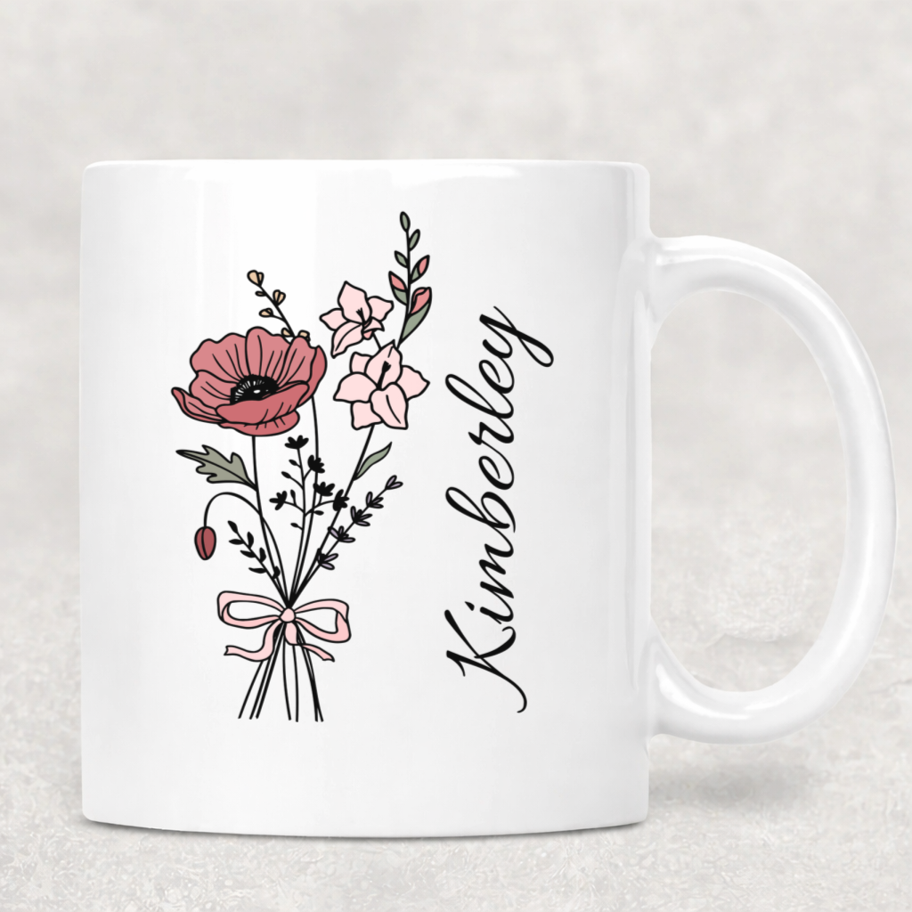 Personalized Coquette Birth Flower 15oz Mug