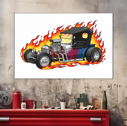Cartoon-Style Car Illustration Poster