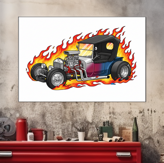 Cartoon-Style Car Illustration Poster