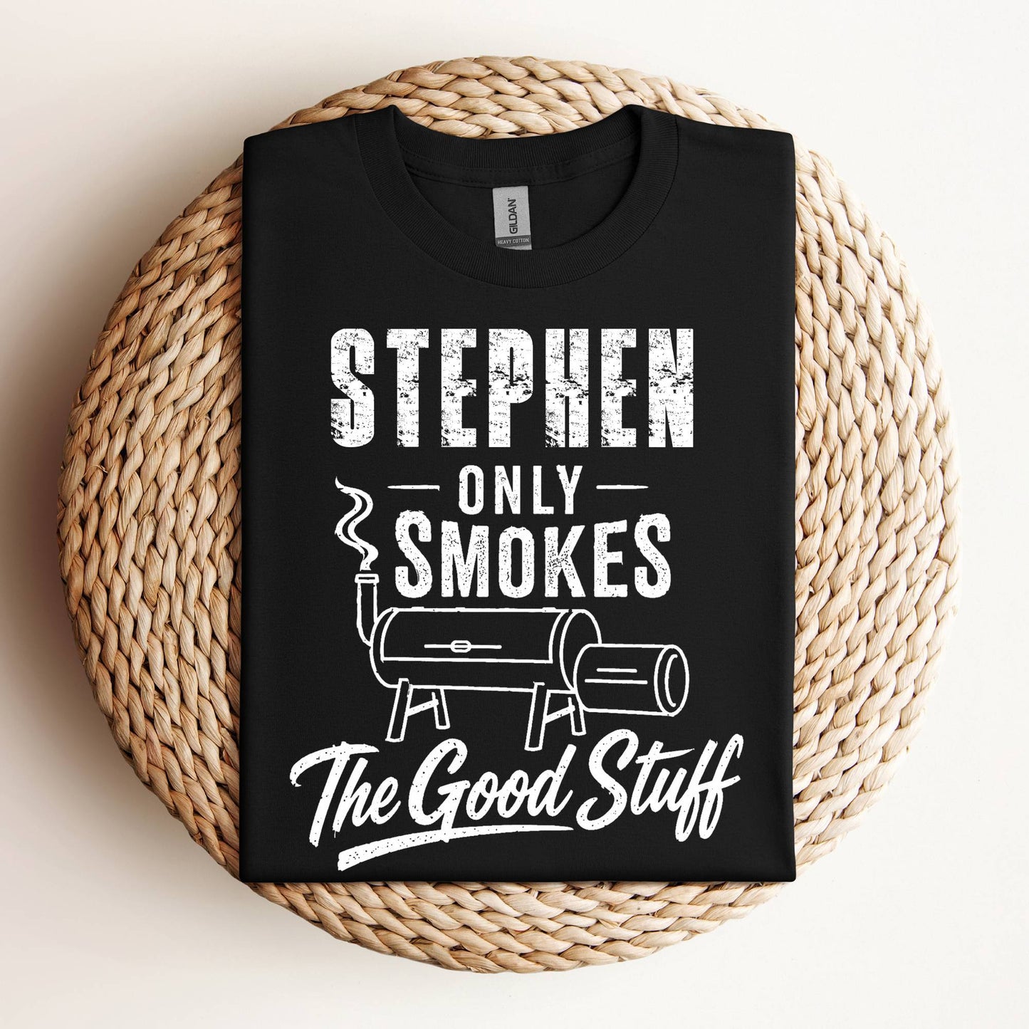 Personalized Only Smoke the Good Stuff Distressed BBQ T-Shirt