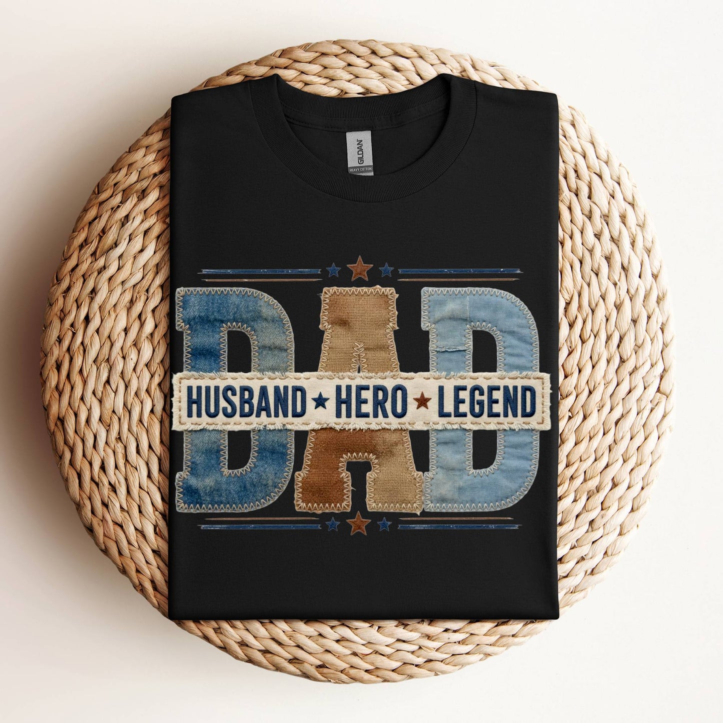 Dad Husband Hero Legend Stitched Look T-shirt