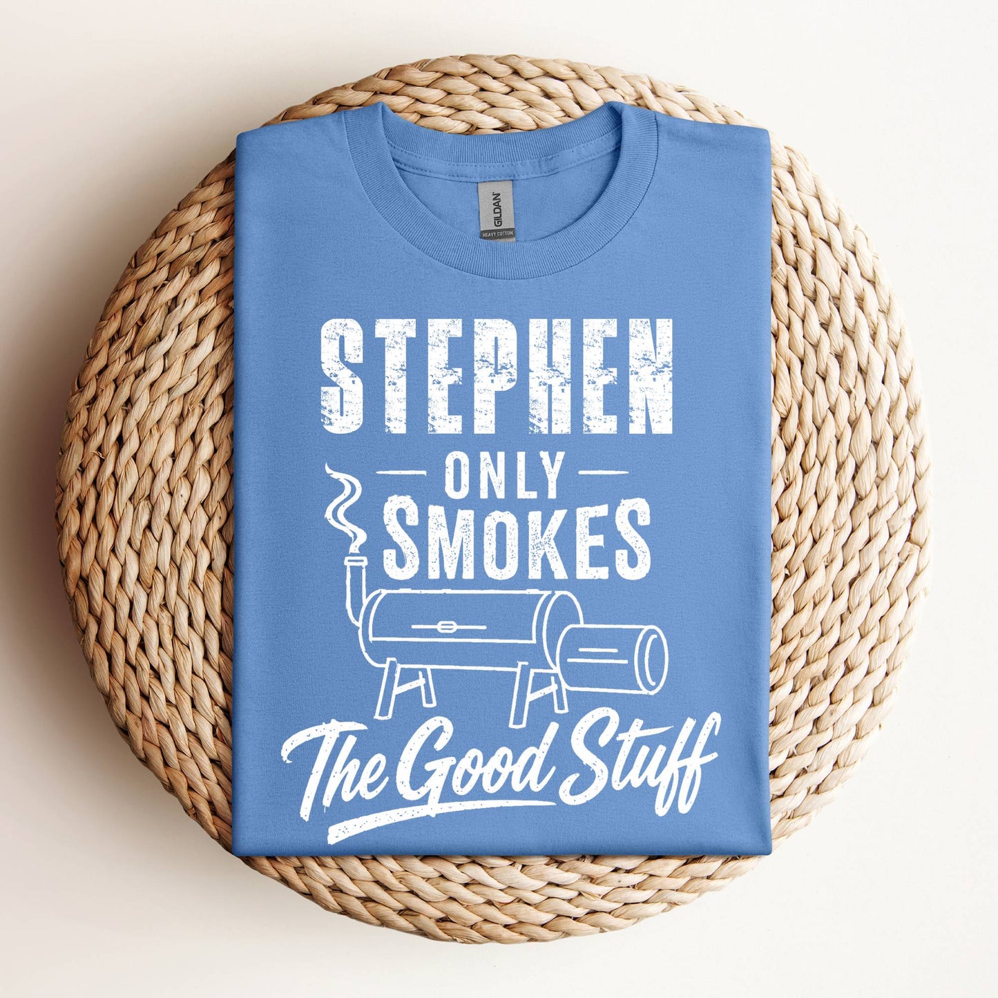 Personalized Only Smoke the Good Stuff Distressed BBQ T-Shirt
