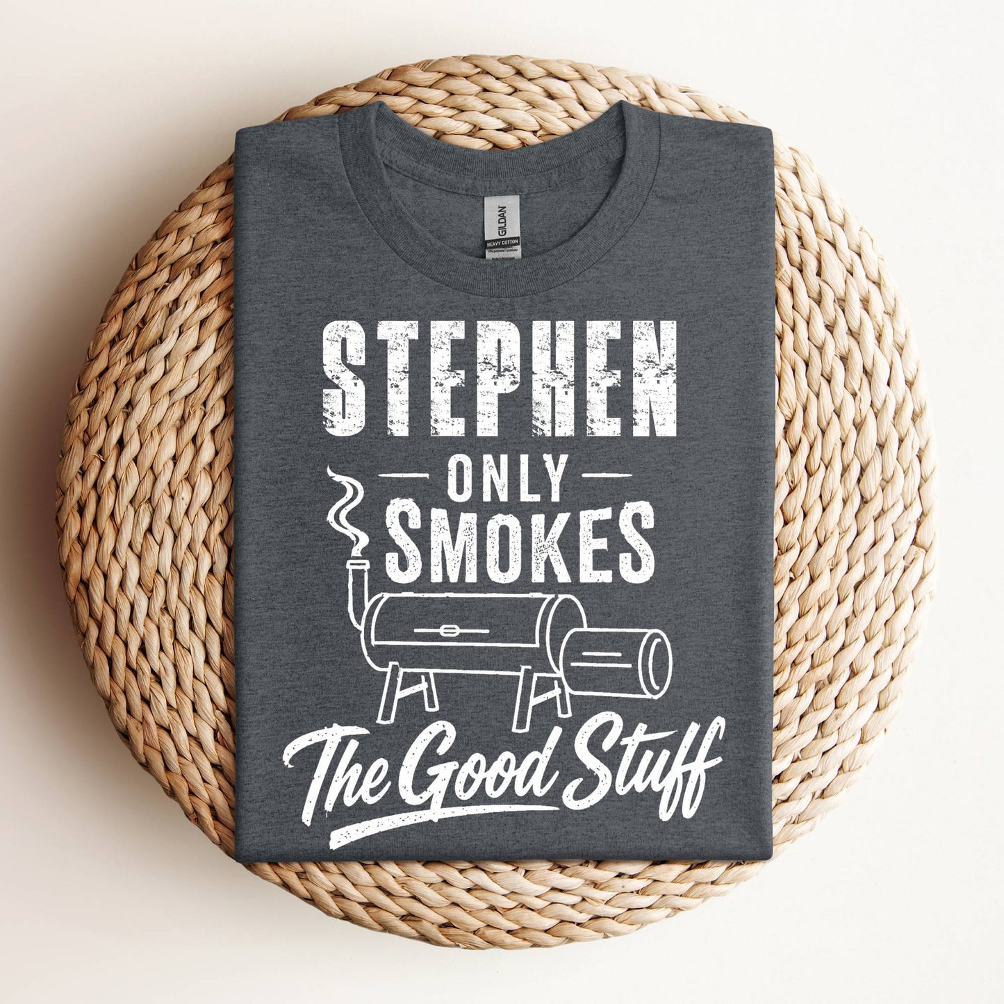 Personalized Only Smoke the Good Stuff Distressed BBQ T-Shirt