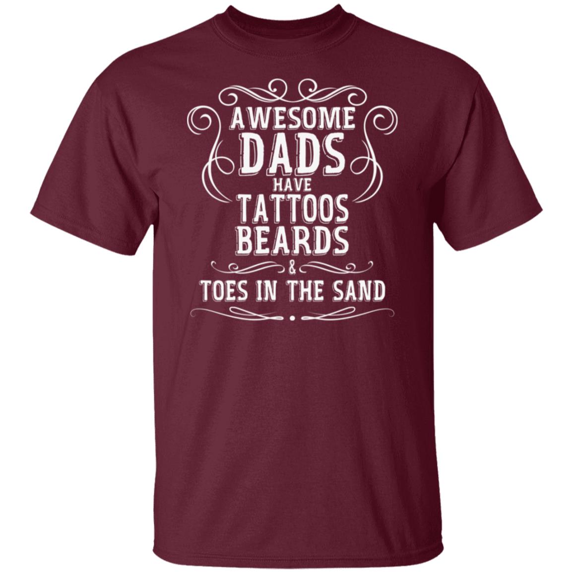 Beach T-Shirt For Dad Beards & Tattoos