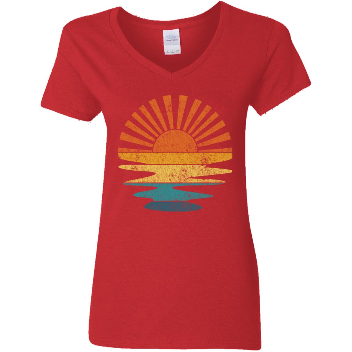 Distressed Retro Sunset Ladies T-Shirt