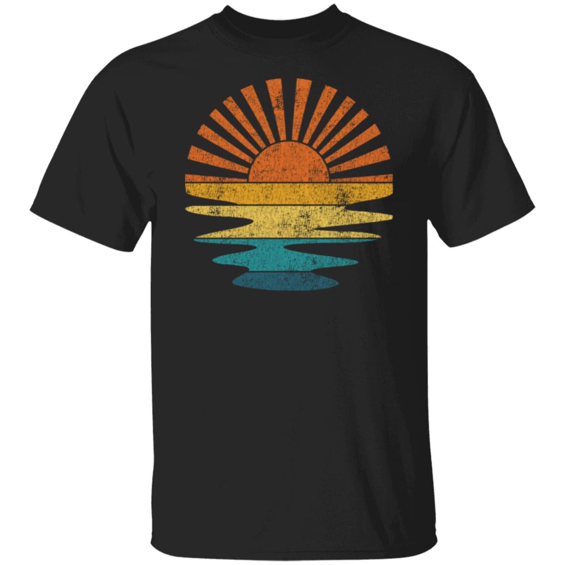 Retro Sunset Rays Wavy T-Shirt