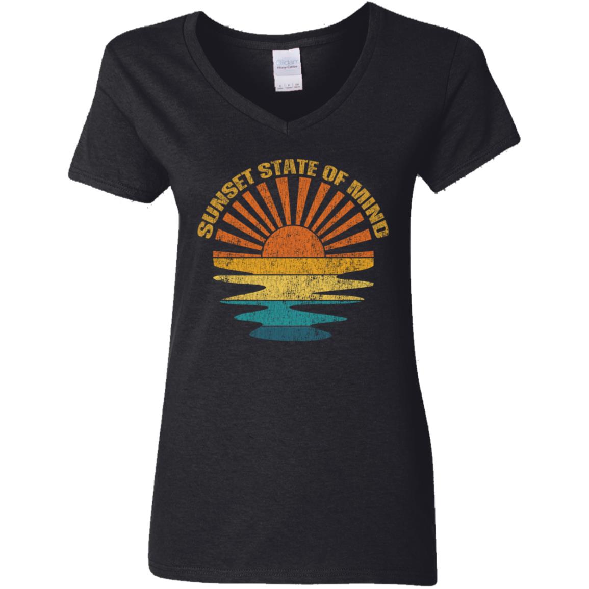 Retro Sunset State Of Mind Ladies T-shirt