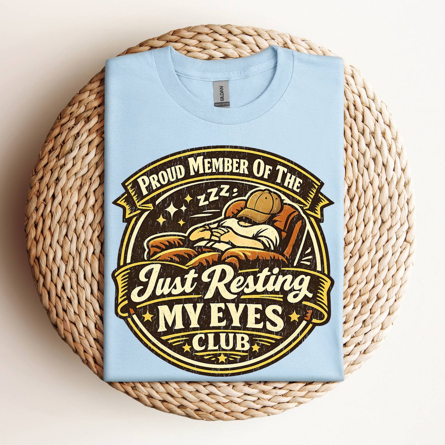 Just Resting My Eyes Club Funny Dad Distressed T-Shirt Gift