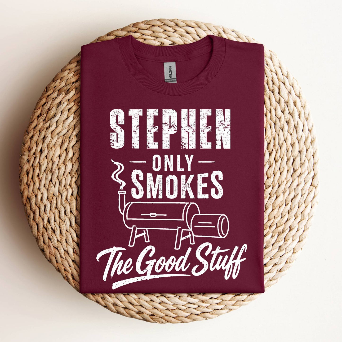Personalized Only Smoke the Good Stuff Distressed BBQ T-Shirt