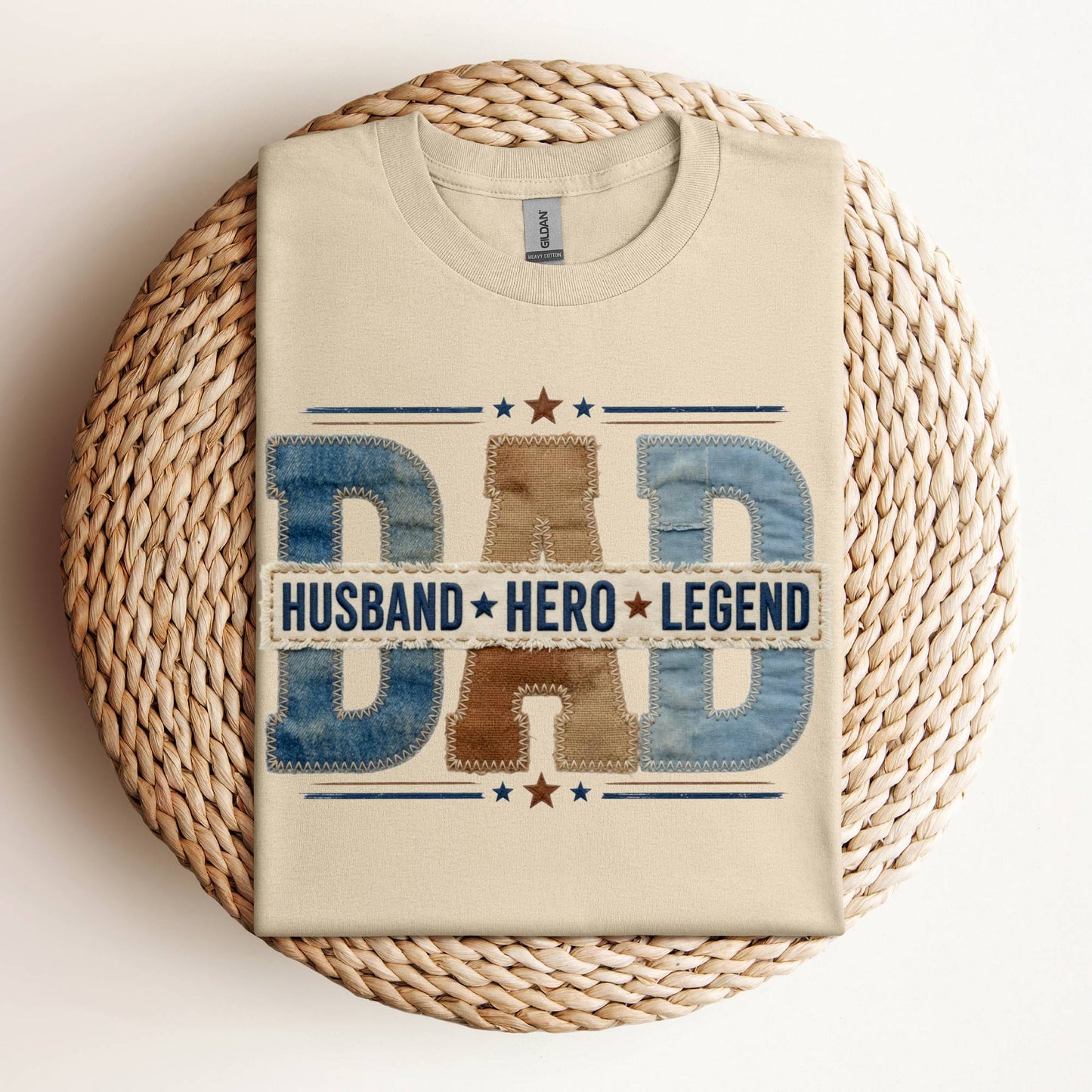 Dad Husband Hero Legend Stitched Look T-shirt
