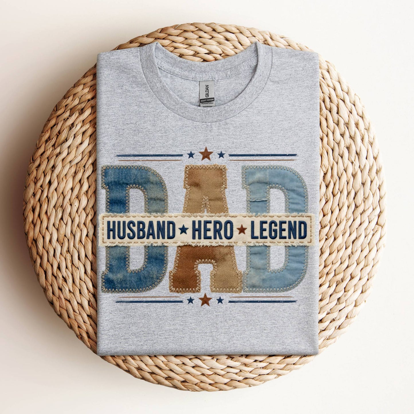Dad Husband Hero Legend Stitched Look T-shirt