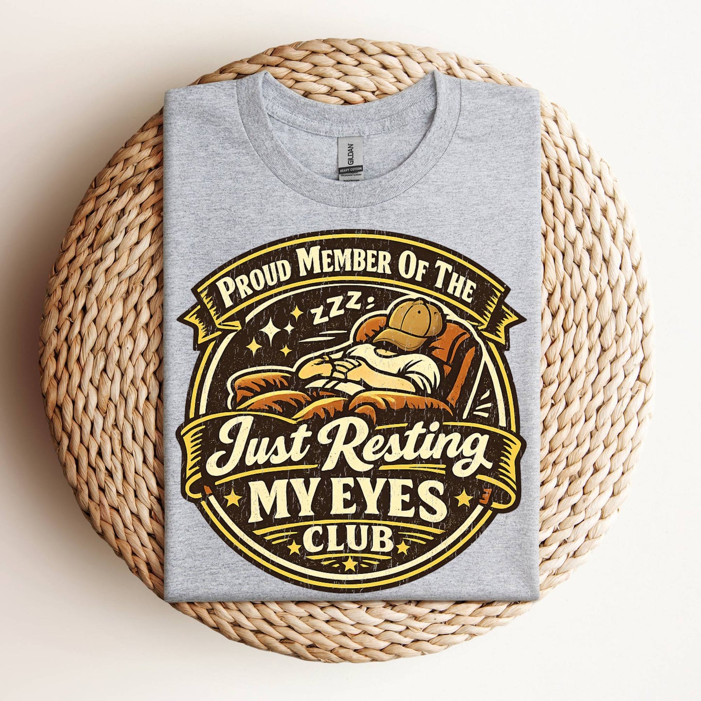 Just Resting My Eyes Club Funny Dad Distressed T-Shirt Gift