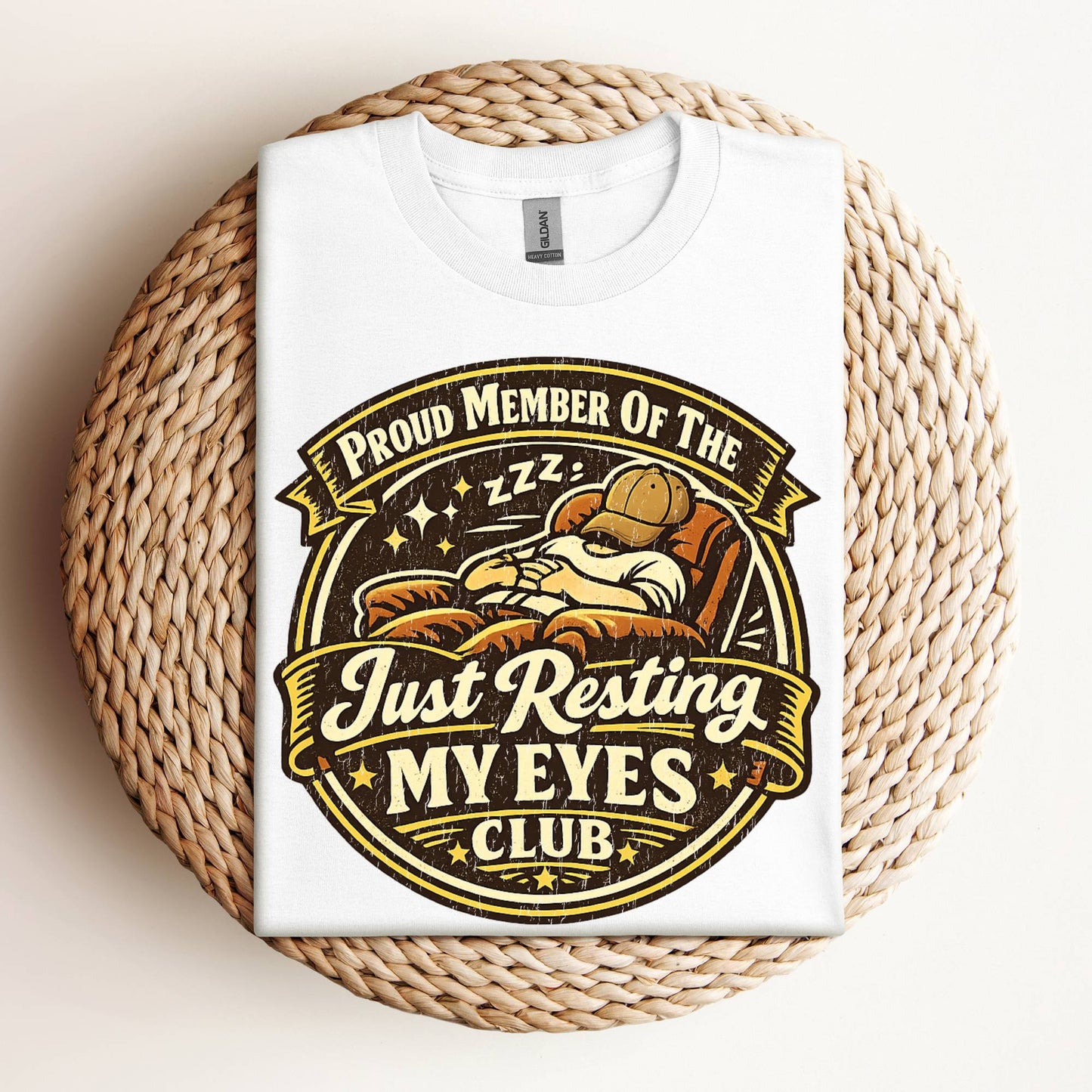 Just Resting My Eyes Club Funny Dad Distressed T-Shirt Gift