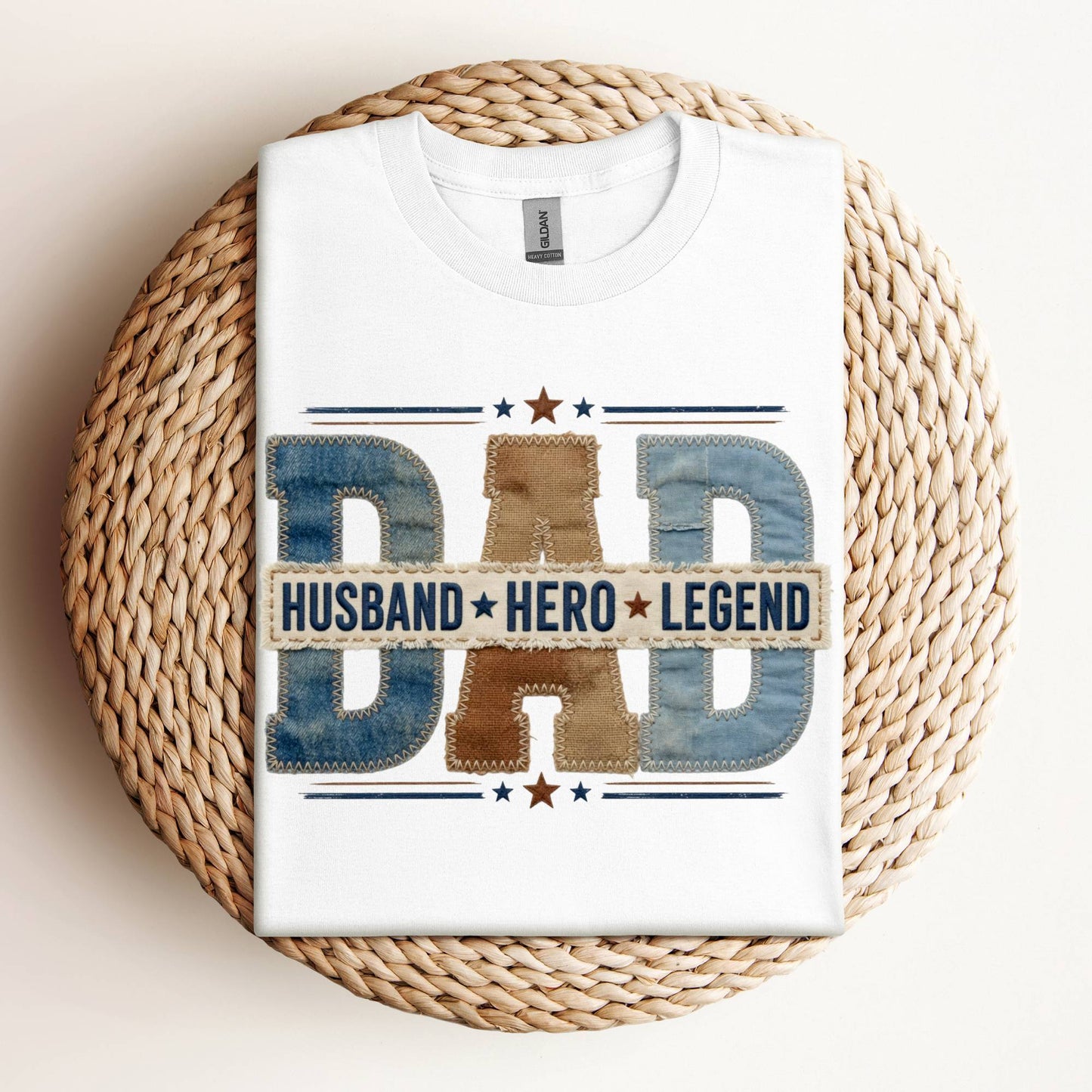 Dad Husband Hero Legend Stitched Look T-shirt