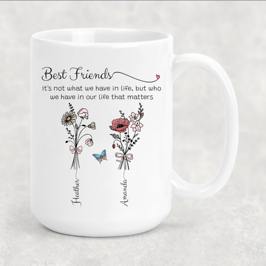 Personalized Birth Month Flower Mug for Best Friend