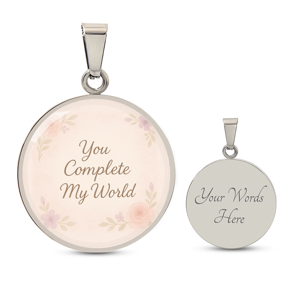 You Complete My World Personalized Necklace - Romantic Gift for Her