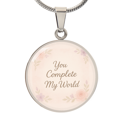 You Complete My World Personalized Necklace - Romantic Gift for Her