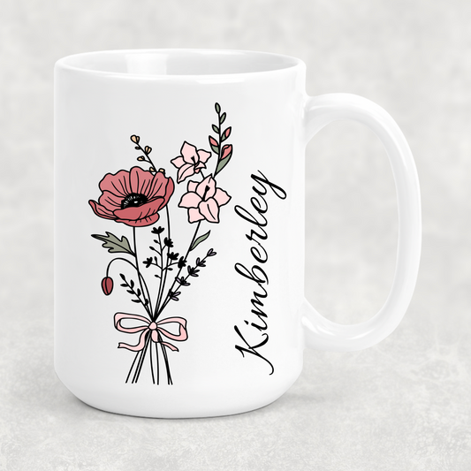 Personalized Coquette Birth Flower Mug
