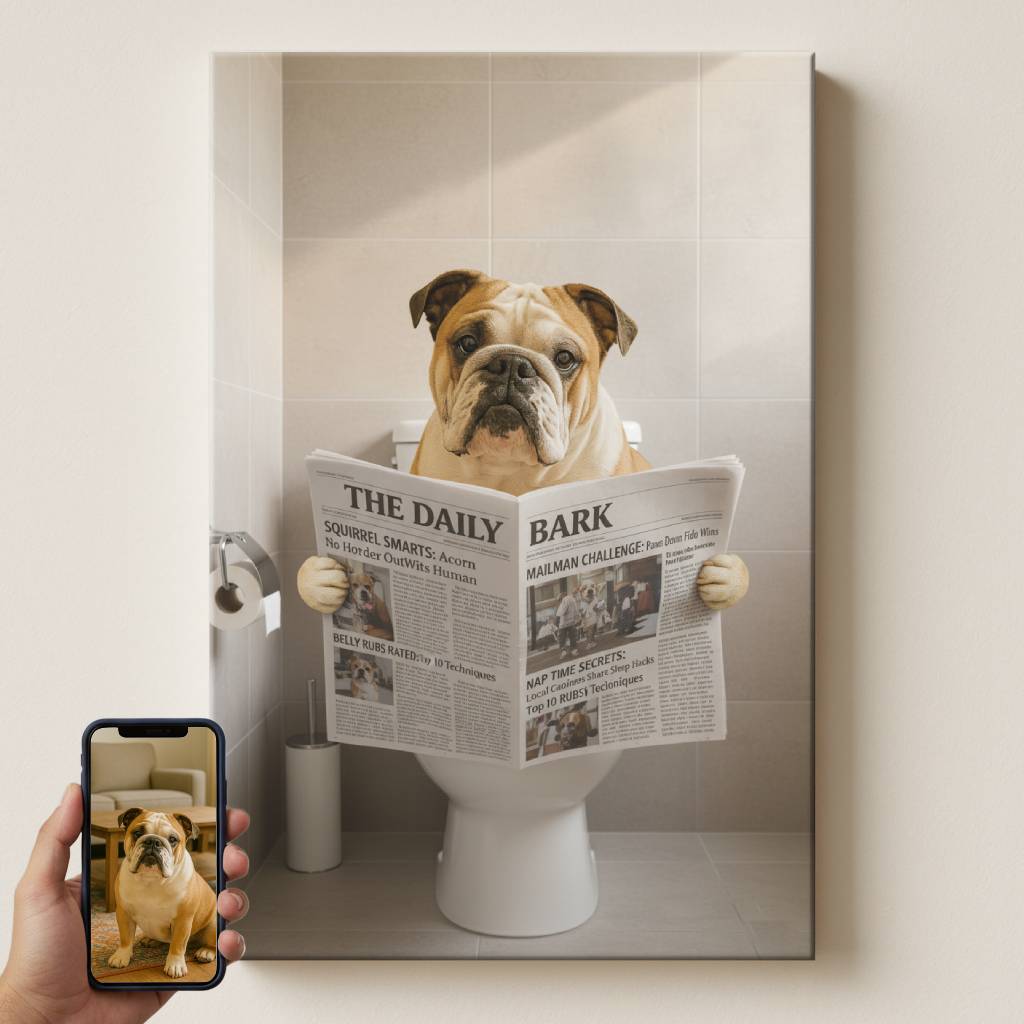 Funny Bathroom Pet Portrait