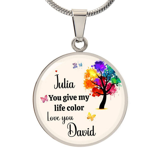 Personalized You Give My Life Color Necklace