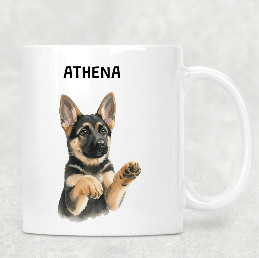 Custom pet portrait mug featuring a dog