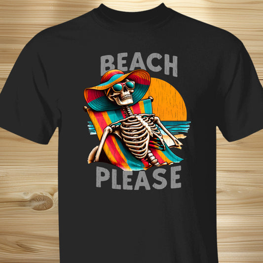 Beach Please Skeleton Tee