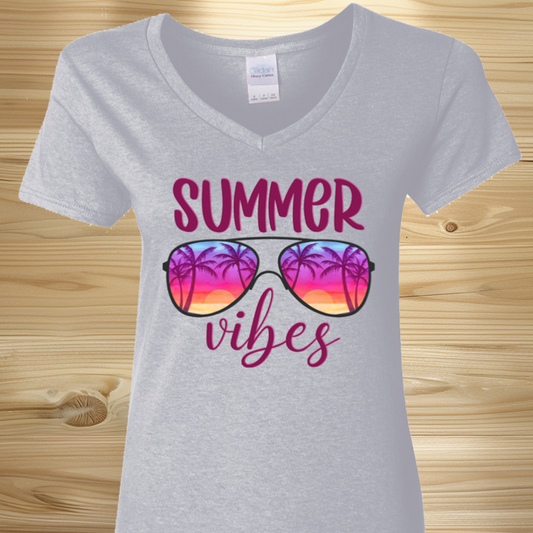 Summer Vibes Sunglasses Ladies T-Shirt