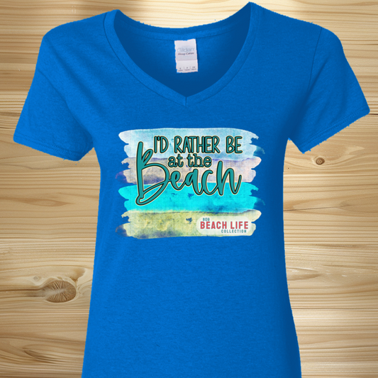 Rather Be At The Beach Ladies T-Shirt