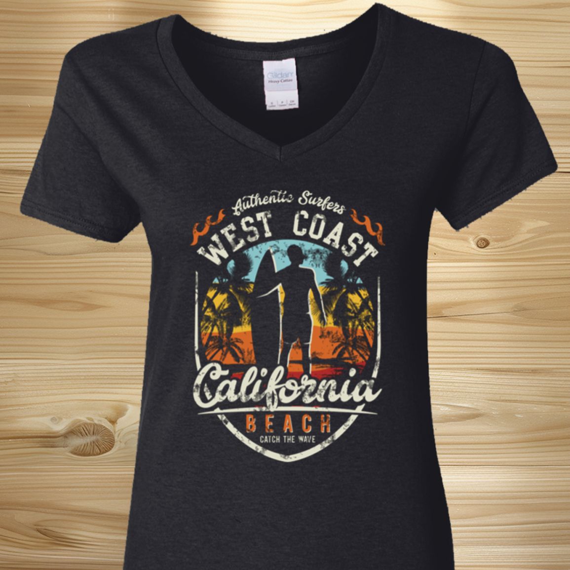 West Coast California Surfer Ladies T-Shirt