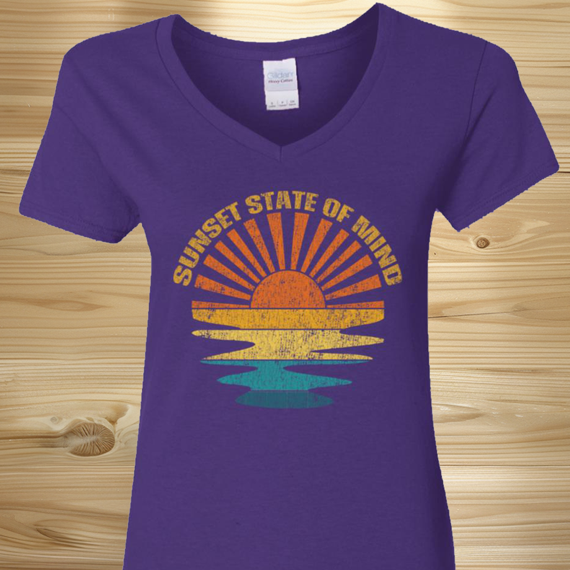 Retro Sunset State Of Mind Ladies T-shirt