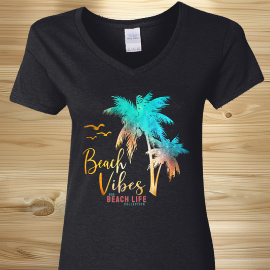 Beach Vibes Palm Trees Ladies T-Shirt