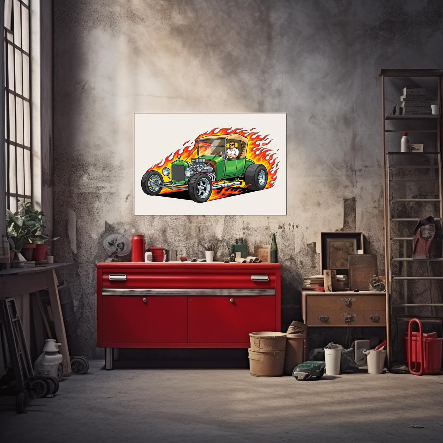Cartoon-Style Car Illustration Poster