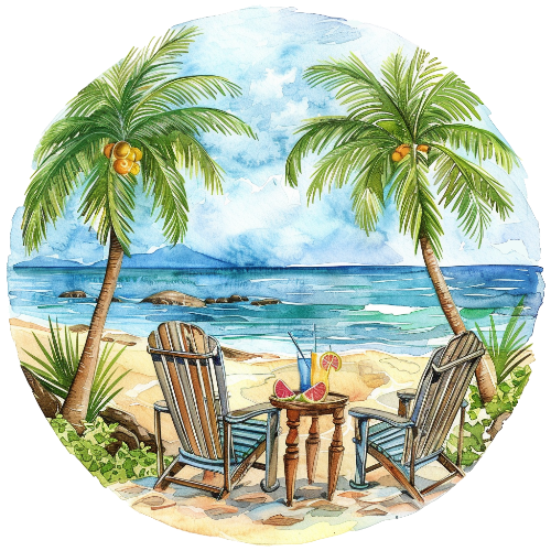 watercolor beach chairs