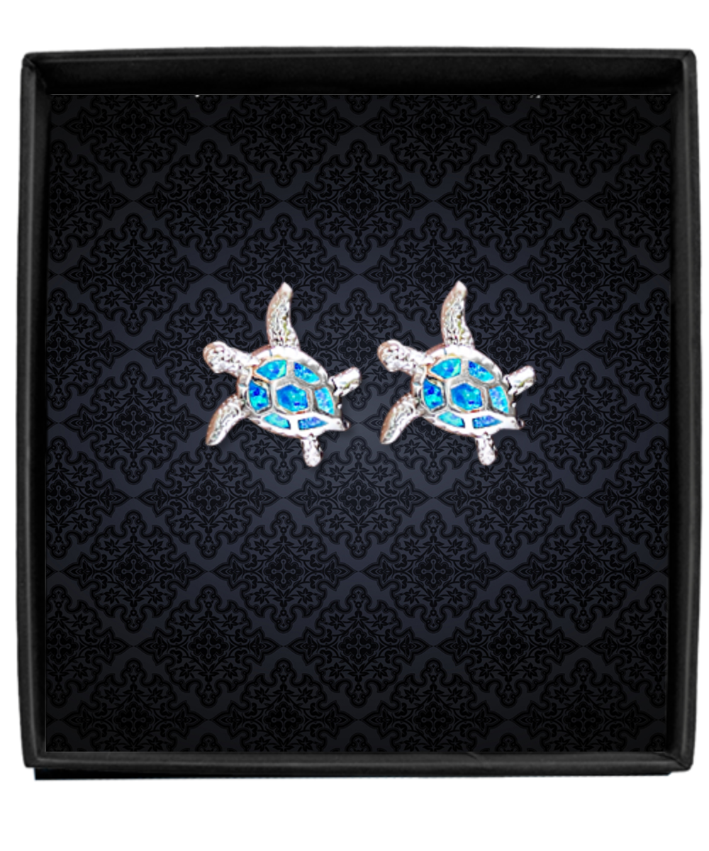 Gift For Her • Women's Opal Turtle Earrings