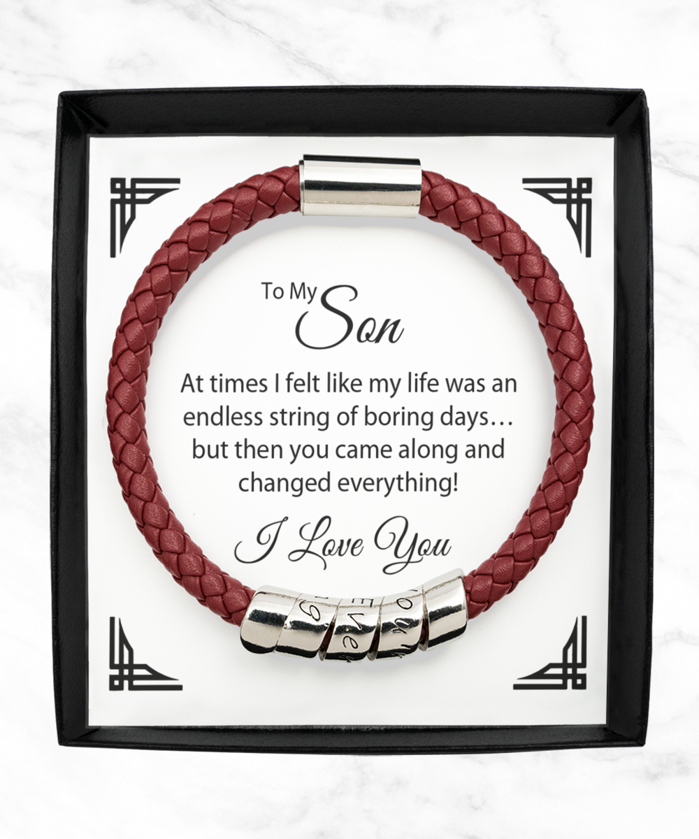 To My Son, I Love You Leather Bracelet