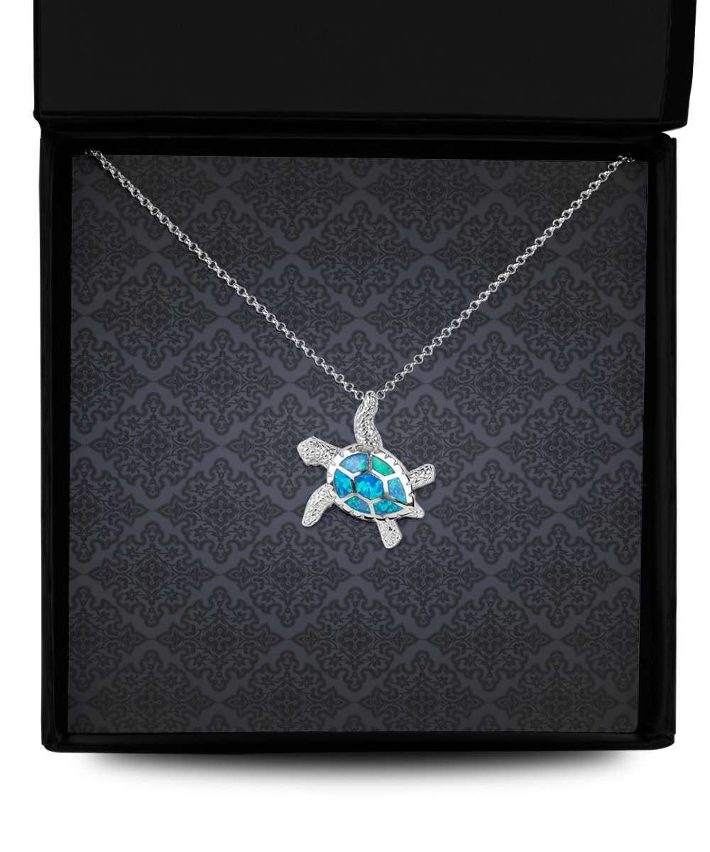 Gift For Her Jewelry • Women's Opal Turtle Necklace • .925 Sterling Silver