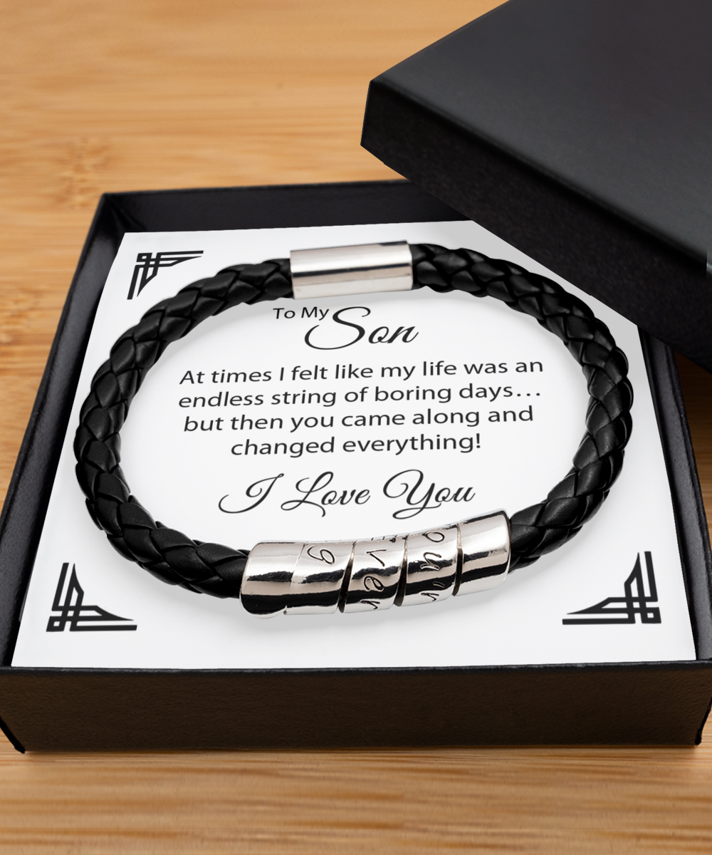 To My Son, I Love You Leather Bracelet