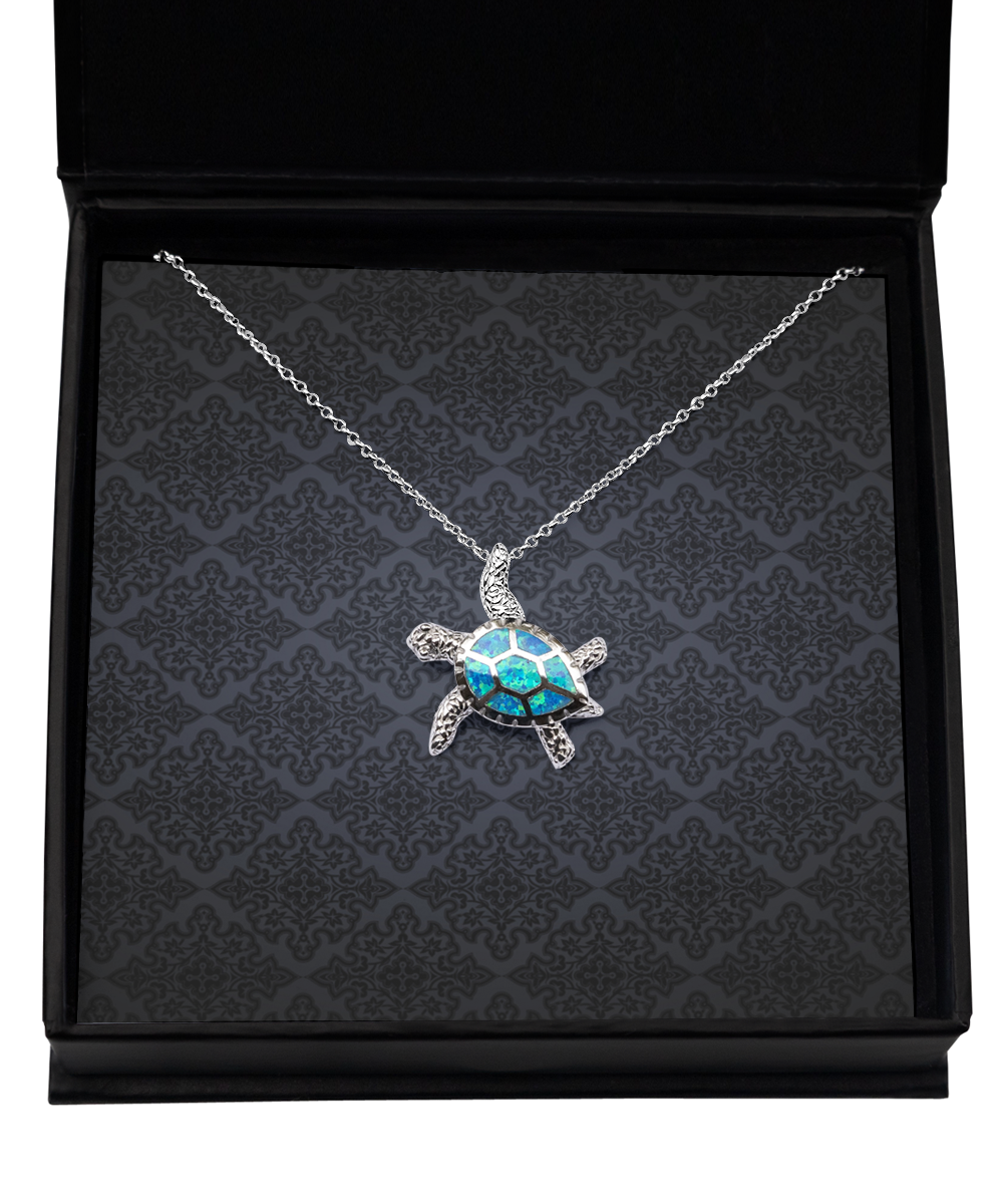 Gift For Her Jewelry • Women's Opal Turtle Necklace • .925 Sterling Silver